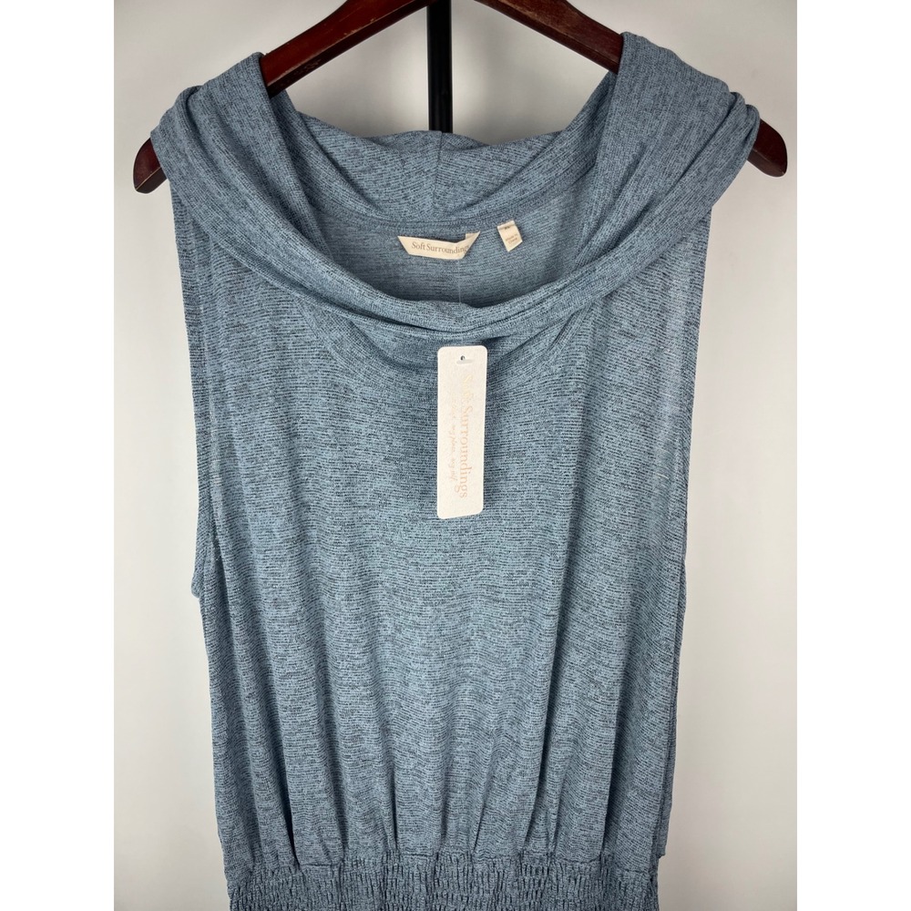 Soft Surroundings Women's Sleeveless Cowl Neck Midi Dress XL Blue Heathered - Picture 2 of 6